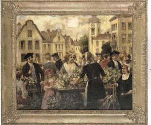 The Flower Market Oil Painting by G. Zilcowicz