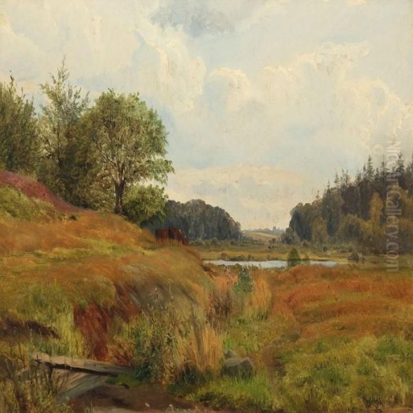 Meadow With Cows Oil Painting by Wilhelm Zillen