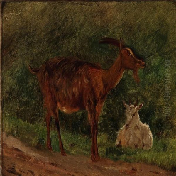 Goat And Kid Oil Painting by Wilhelm Zillen