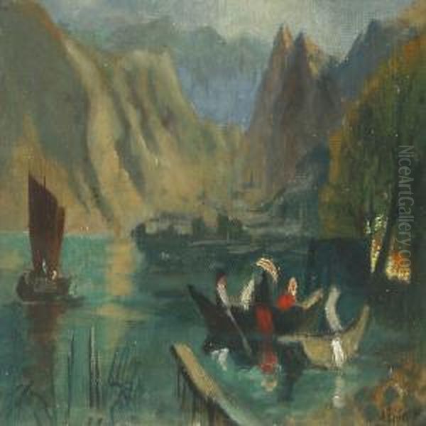 Am Traunsee Oil Painting by Alfred Zimmermann