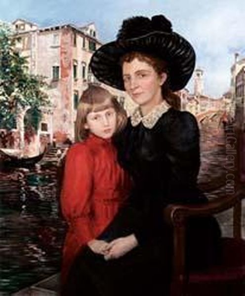 Madre E Figlia A Venezia Oil Painting by Alfred Zimmermann