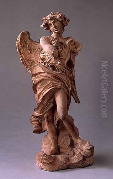 Angel with the Inscription of I.N.R.I. Oil Painting by Gian Lorenzo Bernini