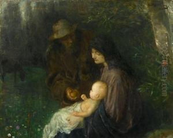 Rest On The Flight Into Egypt Oil Painting by Ernst Karl Georg Zimmermann