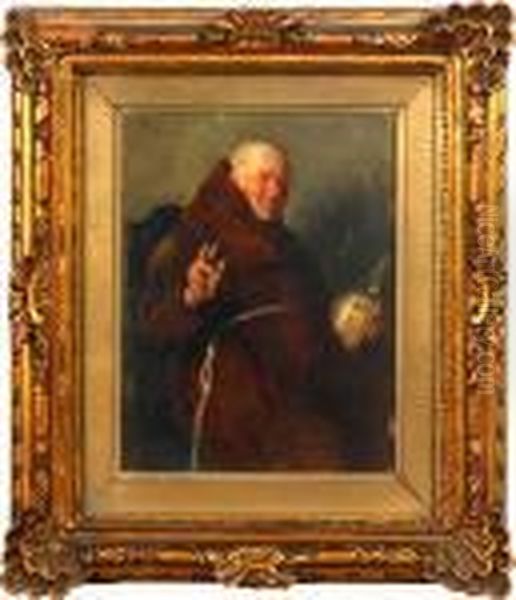 Ruddy Faced Monk Oil Painting by Ernst Karl Georg Zimmermann