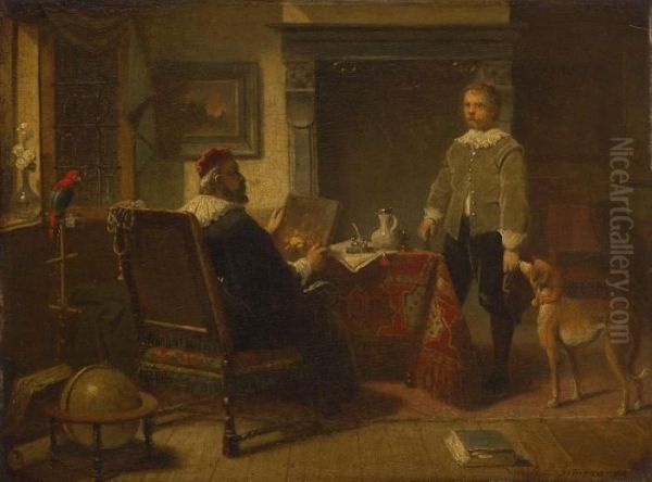 Paar In Der Stube Oil Painting by Ernst Karl Georg Zimmermann