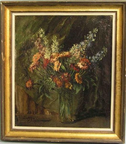 Blumenstillleben Oil Painting by Ernst Reinhard Zimmermann