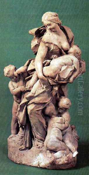 Charity with four children Oil Painting by Gian Lorenzo Bernini