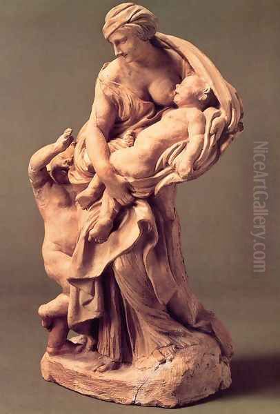 Charity with two children Oil Painting by Gian Lorenzo Bernini