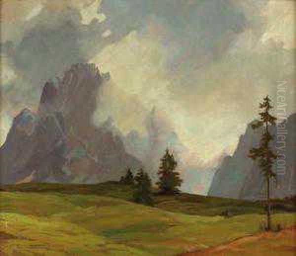 Gebirgslandschaft Oil Painting by Theodor Franz Zimmermann