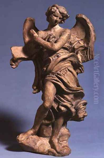 Standing Angel with Scroll Oil Painting by Gian Lorenzo Bernini