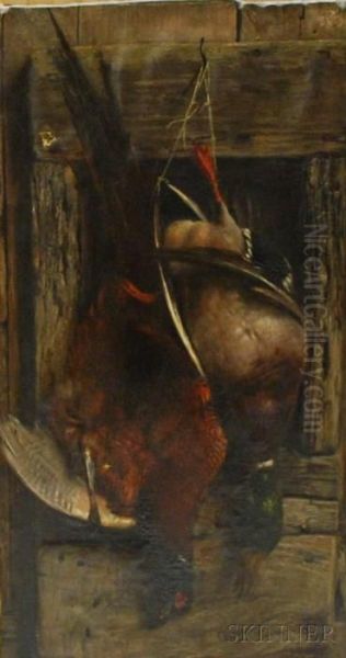 Still Life With Hanging Game Oil Painting by Aurelio Zingoni