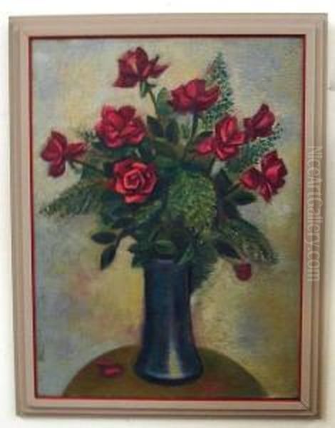 Roses- Floral Still Life Oil Painting by Josef Zink