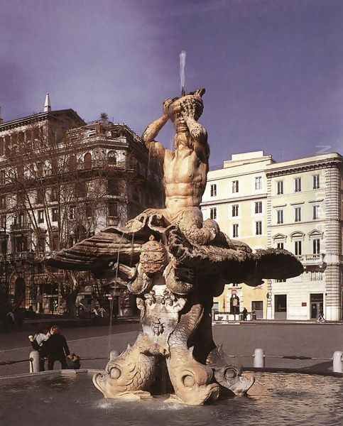 Fontana del Tritone Oil Painting by Gian Lorenzo Bernini