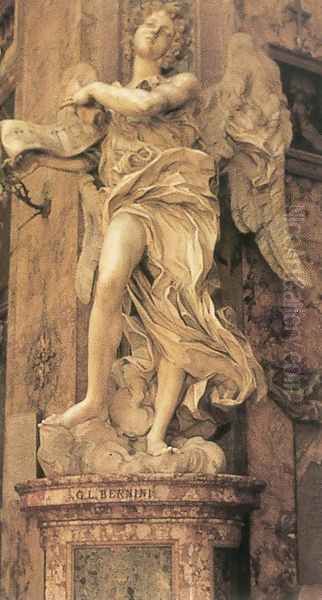 Angel with the Superscription Oil Painting by Gian Lorenzo Bernini