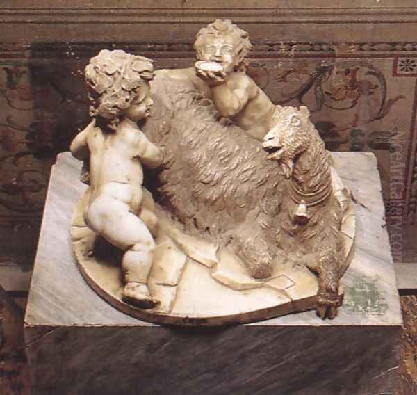 The Goat Amalthea with the Infant Jupiter and a Faun Oil Painting by Gian Lorenzo Bernini