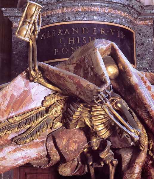 Tomb of Pope Alexander VII [detail of Death] Oil Painting by Gian Lorenzo Bernini