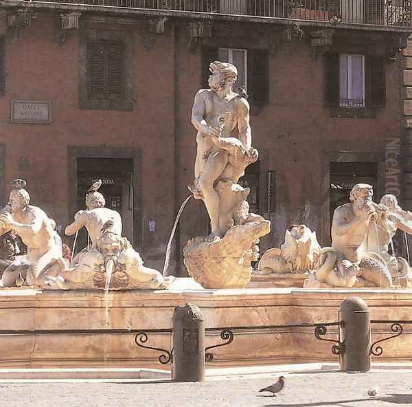 Fountain of the Moor Oil Painting by Gian Lorenzo Bernini