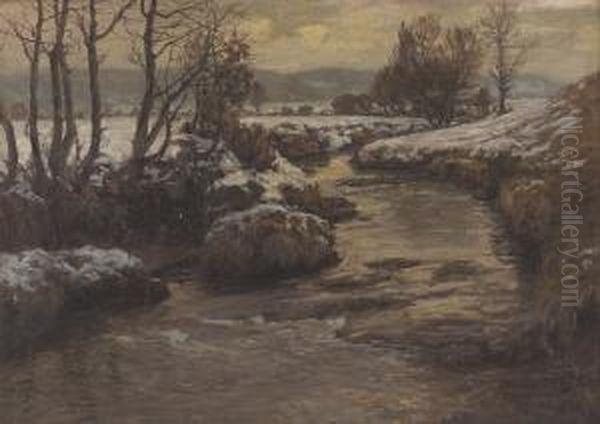 Winter Stream Oil Painting by Ferdinand Zix