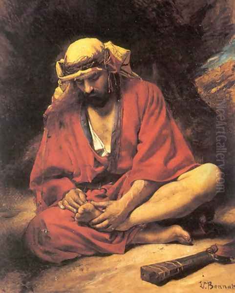 An Arab removing a thorn from his foot Oil Painting by Leon Bonnat