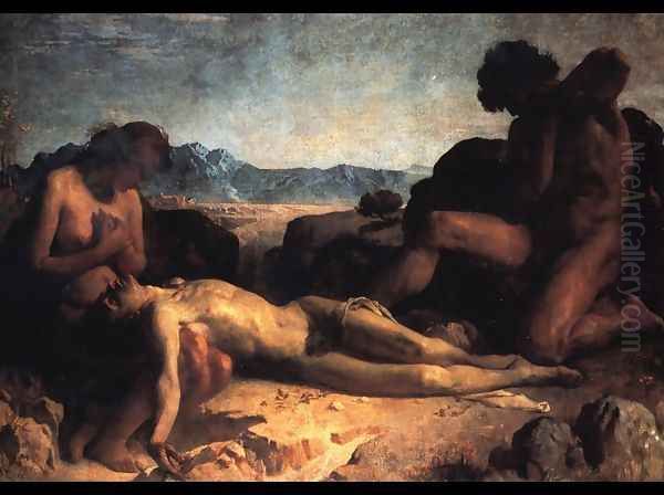 The First Mourning Oil Painting by Leon Bonnat