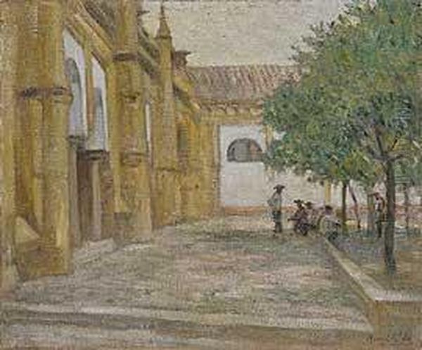 Patio De Los Naranjos De La Mezquita De Cordoba Oil Painting by Henri Achille Zo