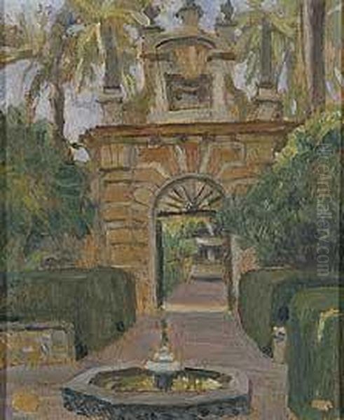 Vista Del Alcazar De Sevilla / Calle De Sevilla Oil Painting by Henri Achille Zo