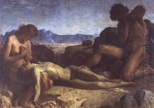 Adam and Eve finding the body of Abel Oil Painting by Leon Bonnat