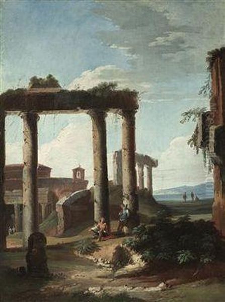 Architectural Capriccio Oil Painting by Giuseppe Zocchi