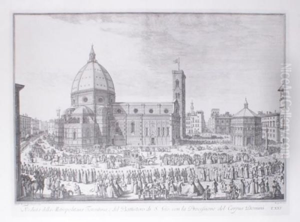 Florence, La Procession Du Corpus Domini Devant Le Dome Oil Painting by Giuseppe Zocchi