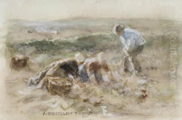 Figures In The Dunes Oil Painting by Jan Zoetelief Tromp