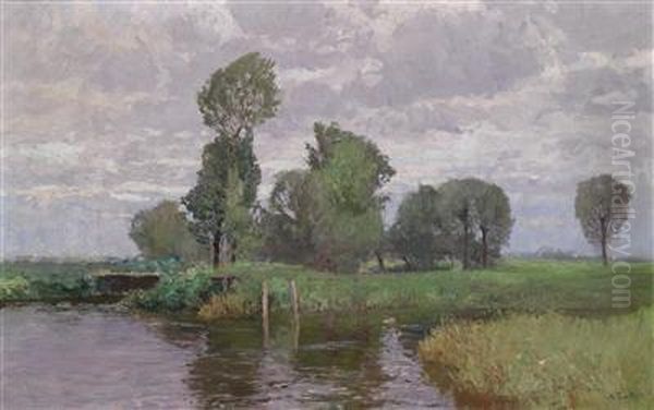 Landscape With Stream Oil Painting by Alfred Zoff