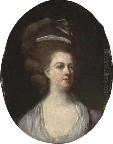 Portrait Of A Lady, Said To Be Mrs. Livins, Wife Of Peter Lewis Livins Of Lisbon, Bust-length Oil Painting by Johann Zoffany