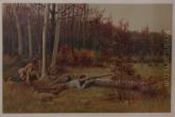 Shooting Wild Turkey Oil Painting by Rufus Fairchild Zogbaum