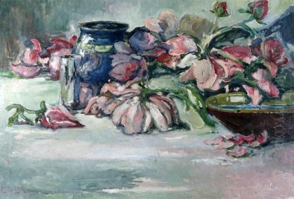 Blomsterstilleben Oil Painting by Emil Zoir