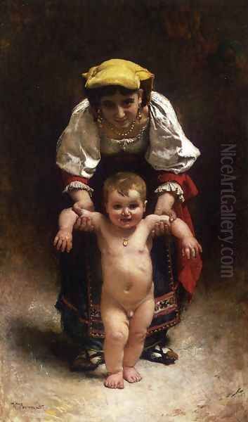 First Steps Oil Painting by Leon Bonnat