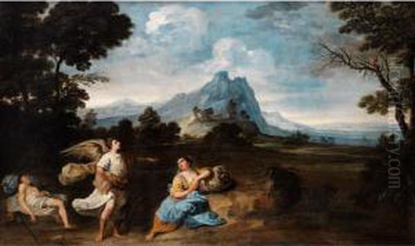 Hagar Und Ismael In Der W Oil Painting by Giuseppe Zola