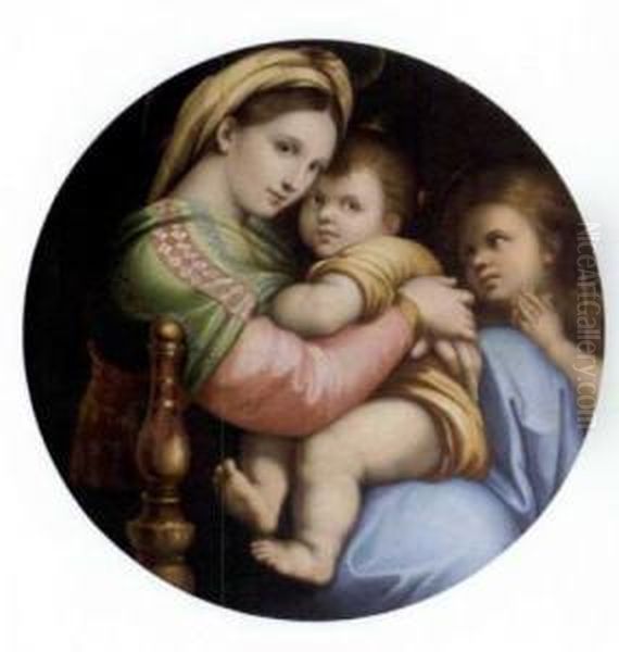 Madonna Della Sedia Oil Painting by M. Zolini