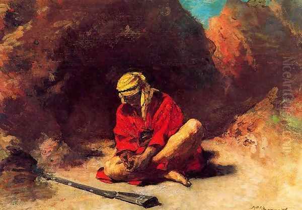 Arab removing a Thorn from his foot Oil Painting by Leon Bonnat