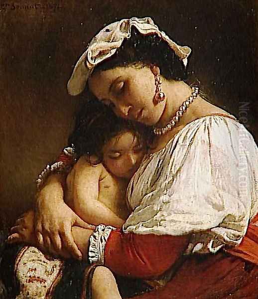 Italienne Oil Painting by Leon Bonnat