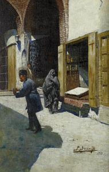 The Bazaar Oil Painting by Richard Karlovich Zommer