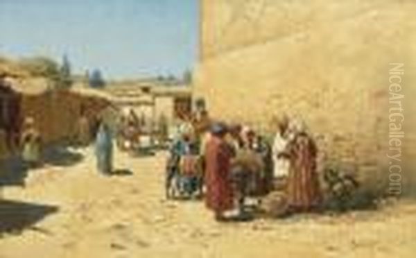 Central Asian Street-sellers Oil Painting by Richard Karlovich Zommer