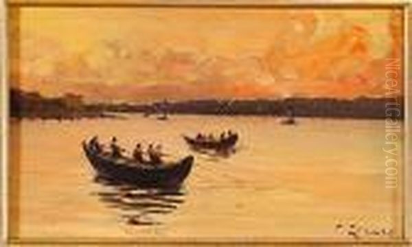 Barche A Costantinopoli Oil Painting by Fausto Zonaro