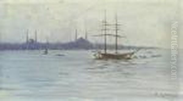 View Of Istanbul Oil Painting by Fausto Zonaro