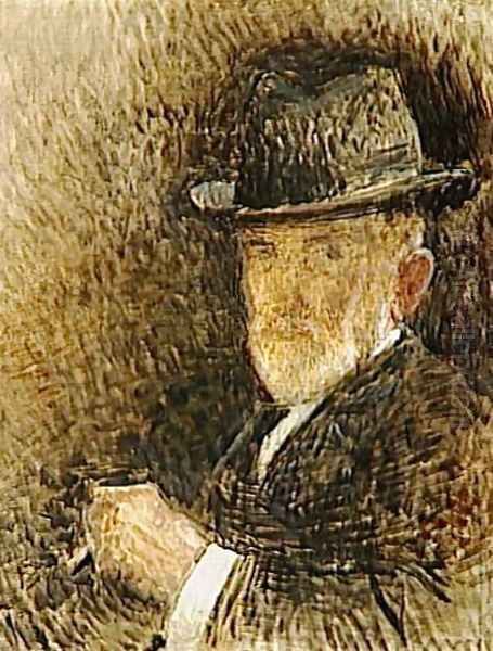 Portrait of the Artist with a hat Oil Painting by Leon Bonnat