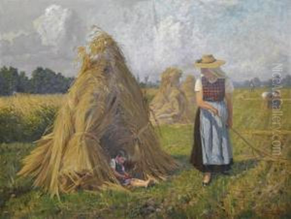 The Hay Harvest Oil Painting by Carl Zopf