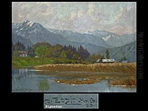 Morgenstimmung Am Tegernsee Oil Painting by Carl Zopf