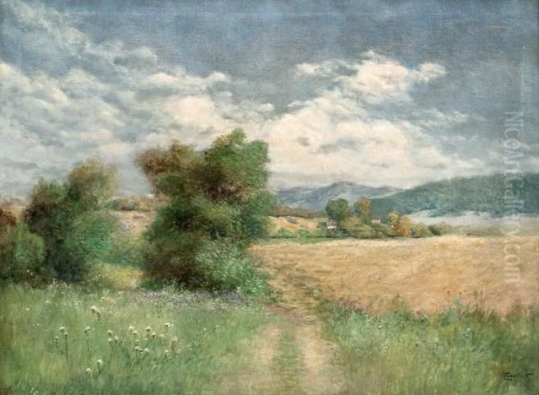 Summer Landscape Oil Painting by Gyula, Julius Zorkoczy