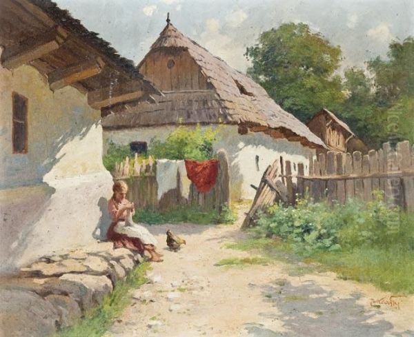 Pitvarban Oil Painting by Gyula, Julius Zorkoczy