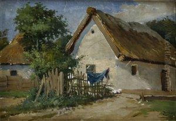 Dve Chalupy Oil Painting by Gyula, Julius Zorkoczy