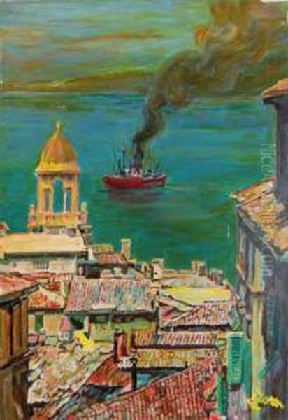 Il Campanile Della Pescheria A Trieste, 1971 Oil Painting by Ludwig Zorn